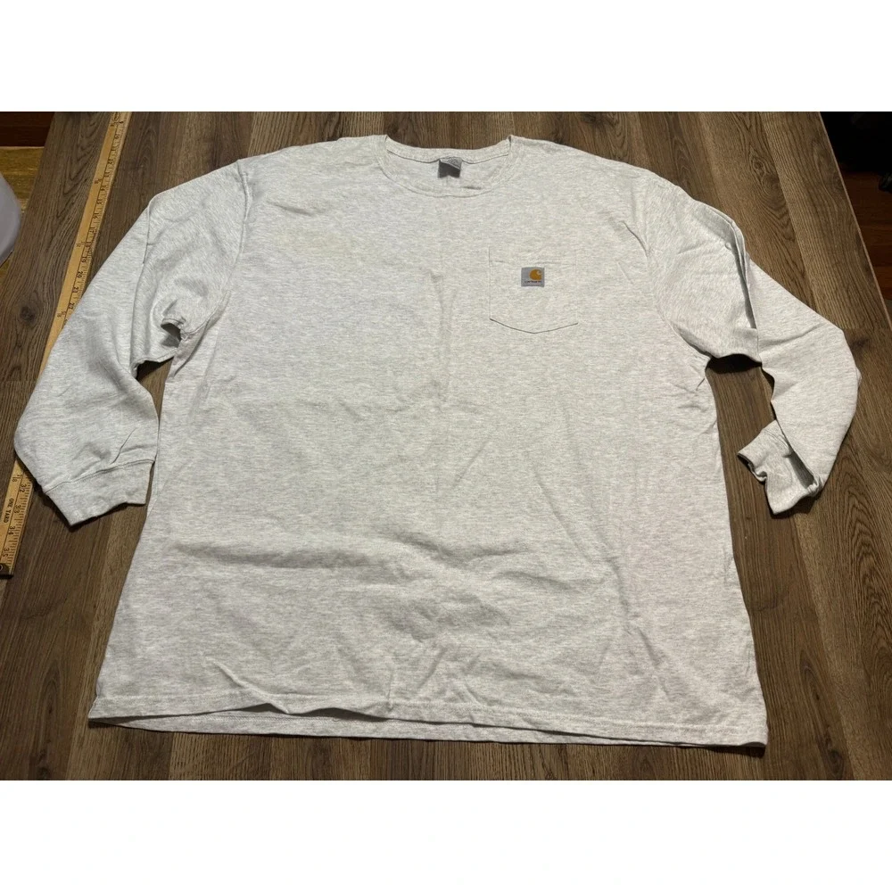 Carhartt Shirts Mens 2XL Gray Long Sleeve Pocket Crewneck Heavyweight